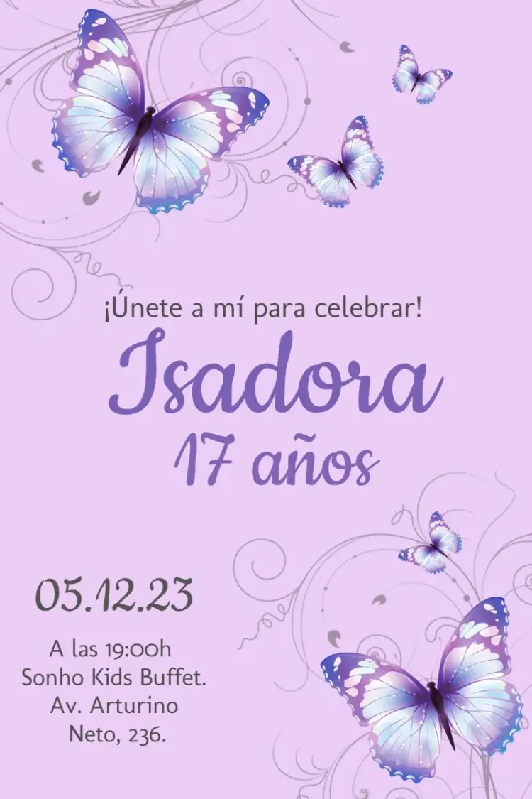 Invitación Mariposa Morada