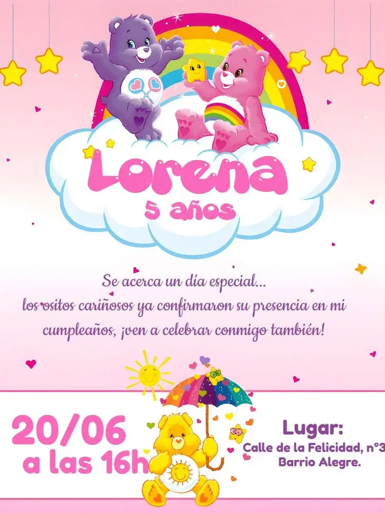 Invitación Ositos Cariñosos Lila