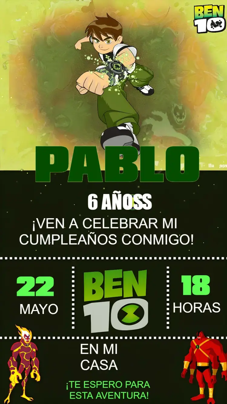 Invitación Ben10 Verde