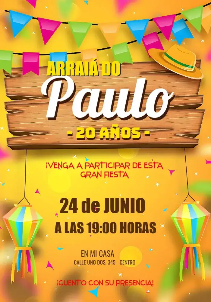 Invitación Fiesta Junina Arraiá Menina