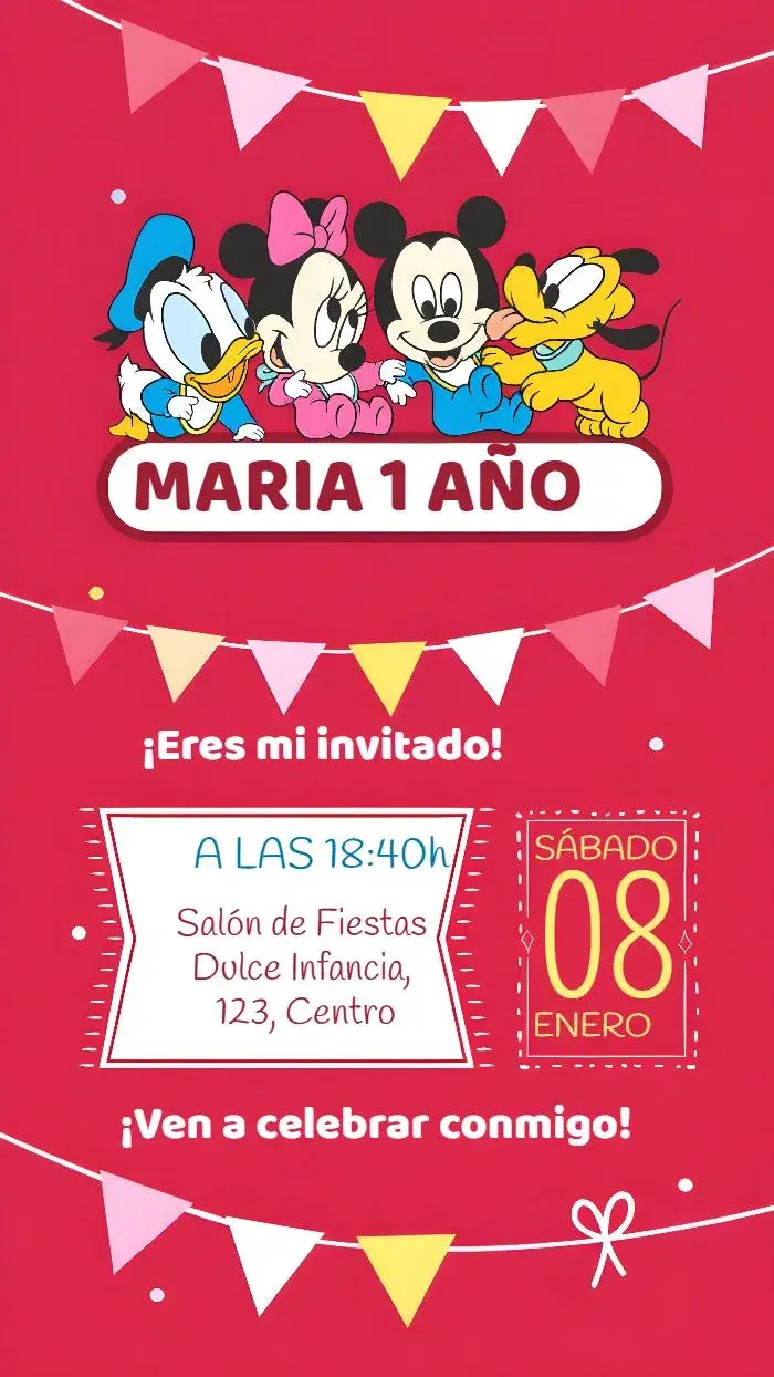 Invitación Turma Mickey Mouse Minnie