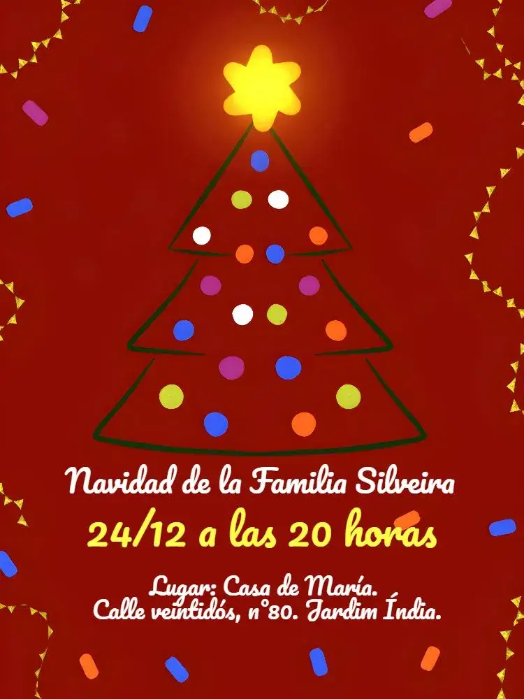 Invitación Navidad En Familia Año – tema Fechas Conmemorativas navideño, festivo, colorido, dorado, moderno, clásico