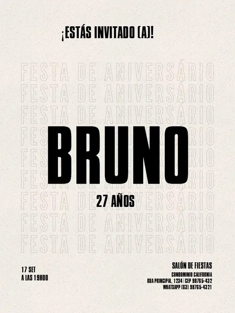 Invitación Hombre Adulto Minimalista Moderno Simple