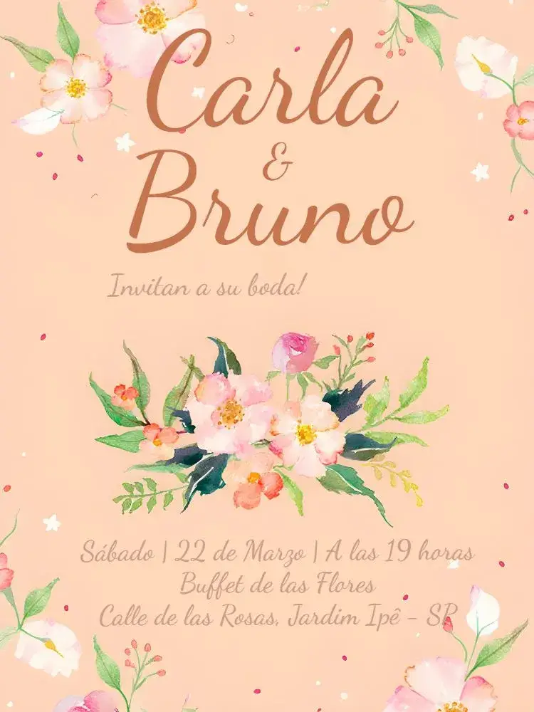 Invitación Boda Floral - Elegante Minimalista