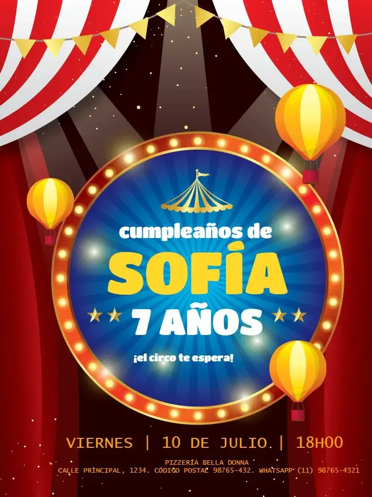 Invitación Circo Colorido Bandeira
