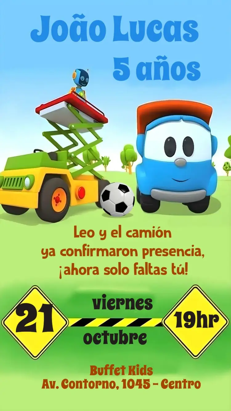 Invitación Leo y el Camión