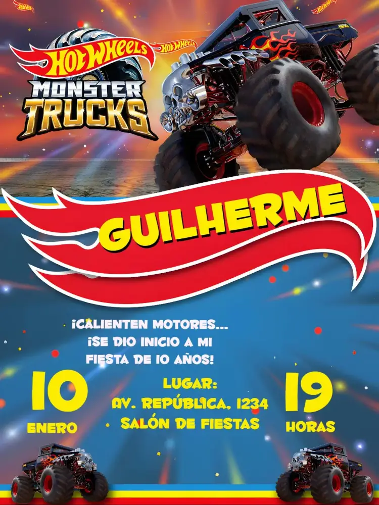 Invitación Hotwheels Rojo