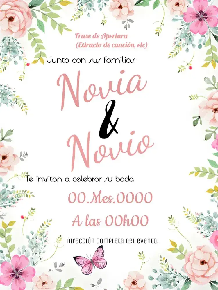 Invitación Boda Floral Romántica