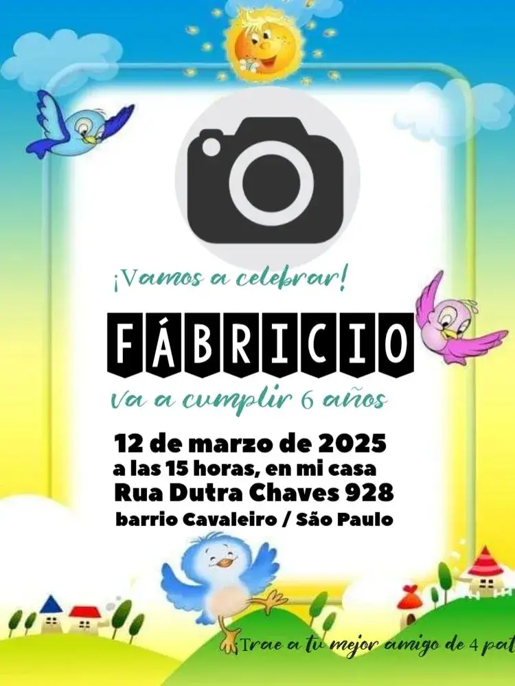 Invitación Huesos – tema Cumpleaños Infantil colorido, divertido, lúdico, animales, infantil