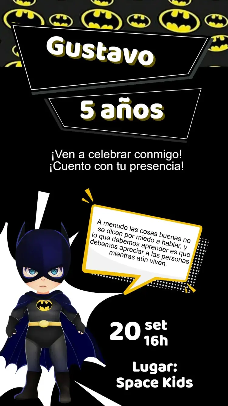 Invitación Cumpleaños Batman