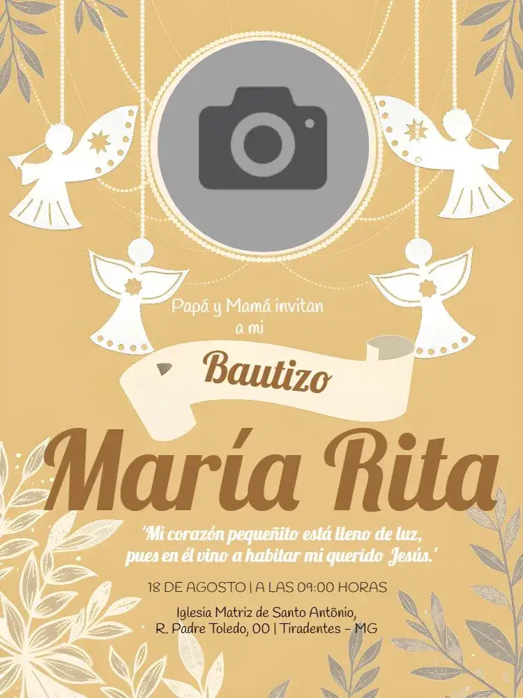 Invitación Bautizo Con Foto Bautismo – tema Bautismo dorado, minimalista, elegante, religioso, infantil, clásico