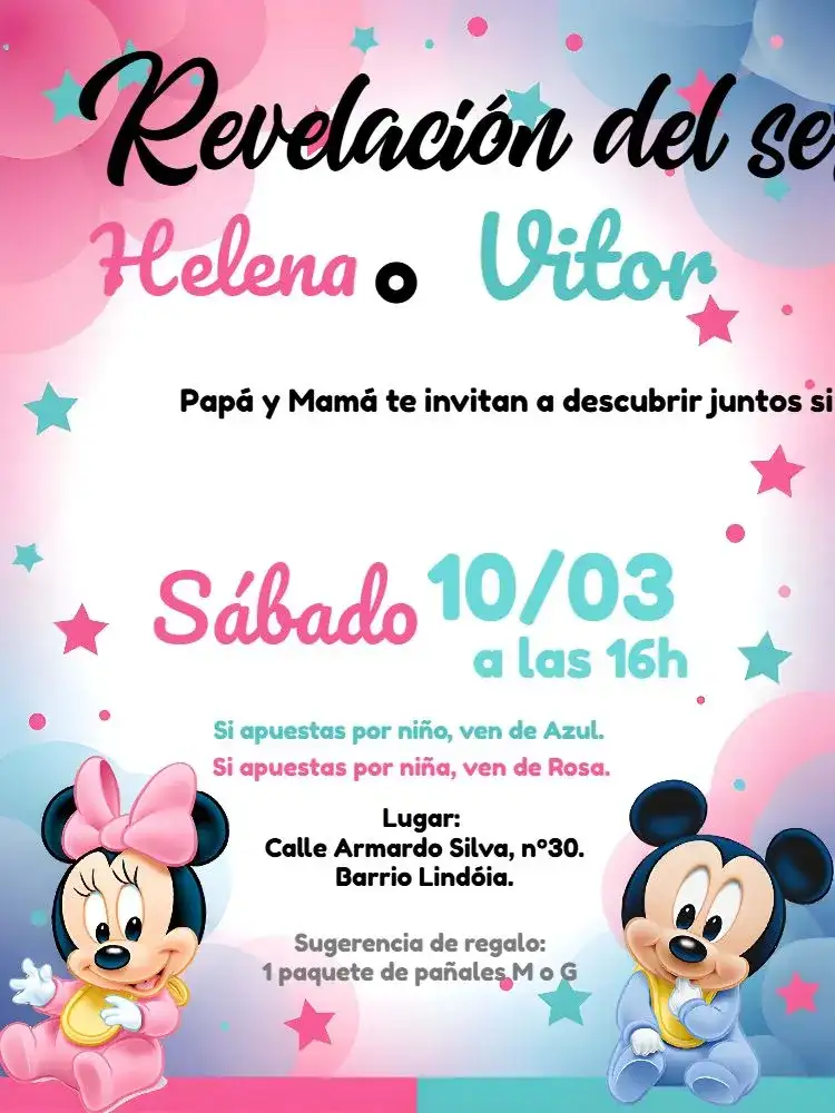 Baby Shower Revelación Minnie Y Mickey Niño