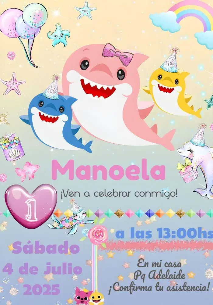 Invitación Baby Shark Año