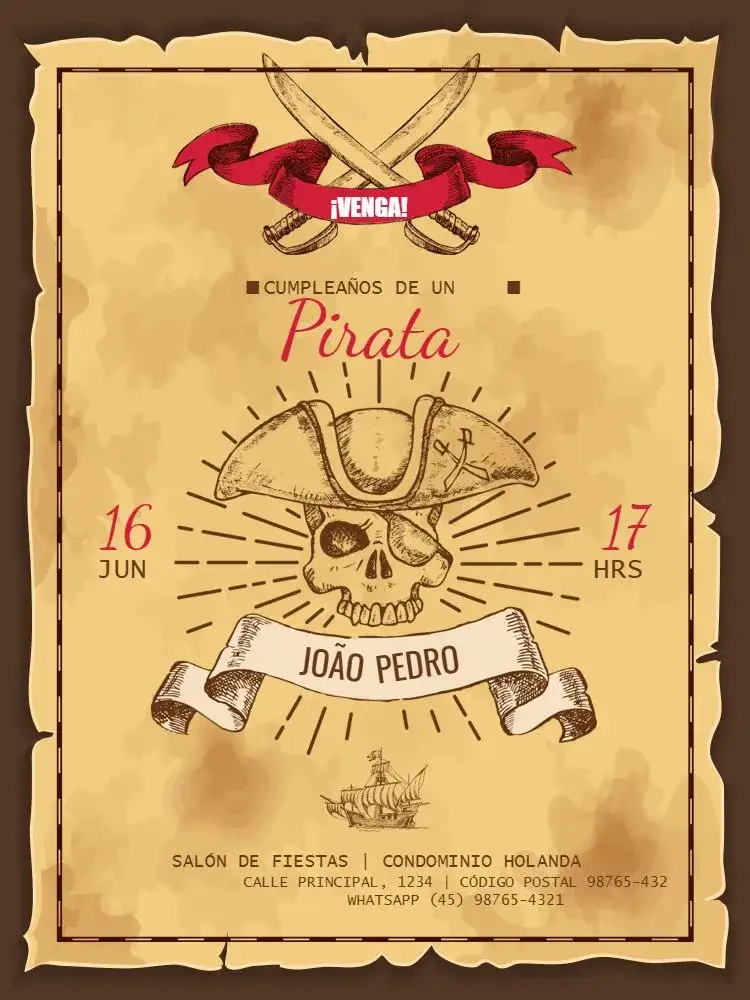Del Pirata Rústico Infantil
