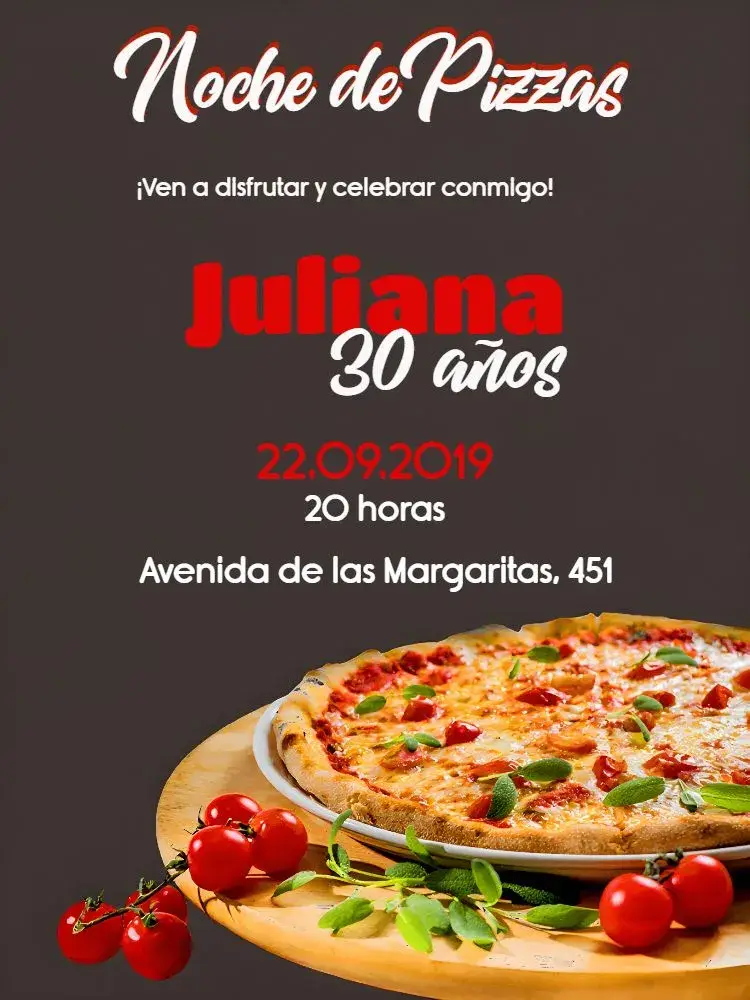 Invitación Pizza Fiesta