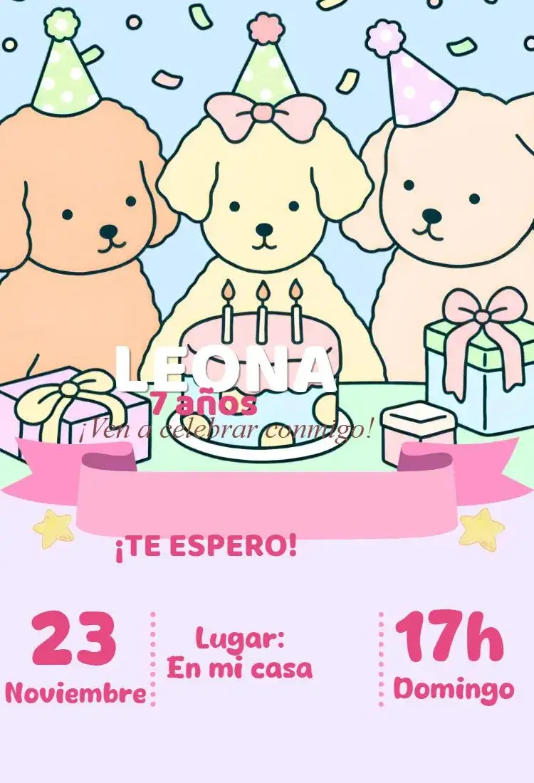 Invitación invitación digital bobbie goods candy color – tema Cumpleaños color caramelo, kawaii, pastel, moderno, delicado, tierno