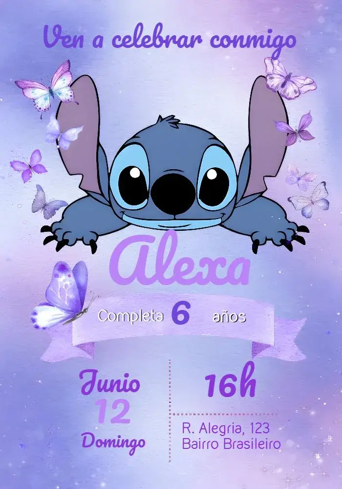 Invitación Stitch Lila