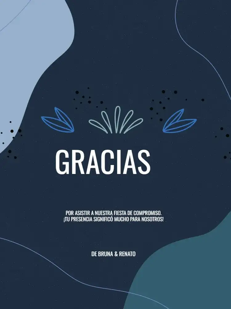 Tarjeta De Agradecimiento Personalizada Azul Infantil