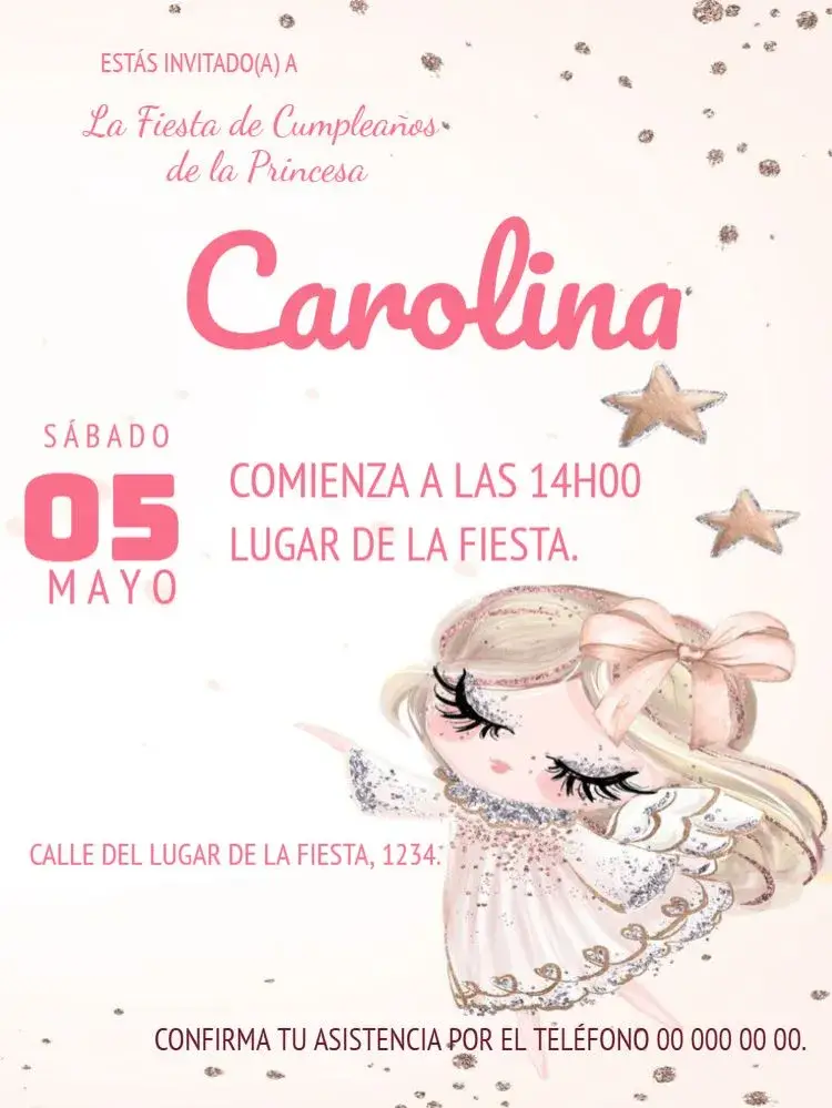 Invitación Princesa Para Editar Delicado