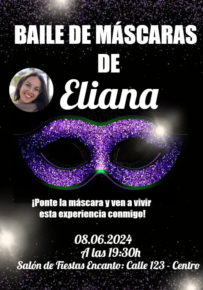 Invitación Baile De Máscaras Con Foto Festivo