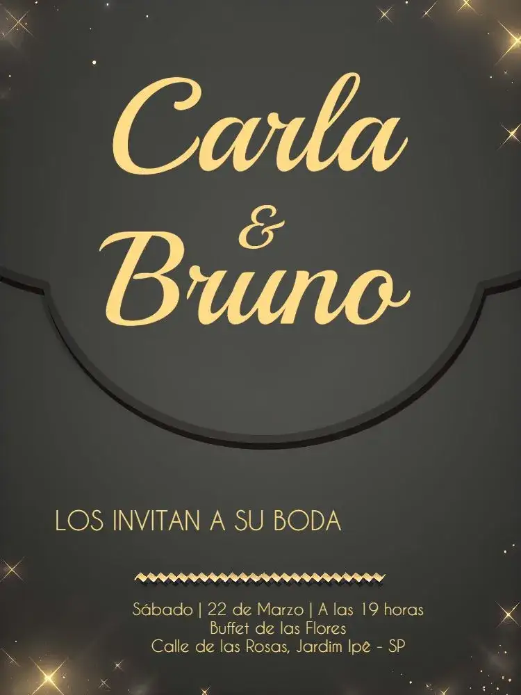Invitación Boda Elegante Chic – tema Boda minimalista, dorado, negro, moderno, elegante