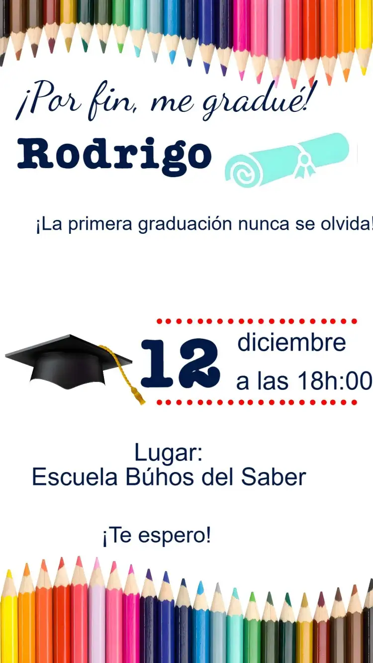 Invitación Graduación – tema Graduación moderno, colorido, minimalista, clásico, divertido, elegante