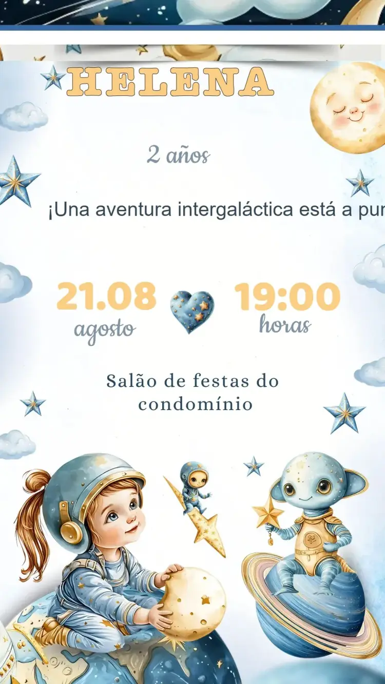 Invitación Cumpleaños Astronauta