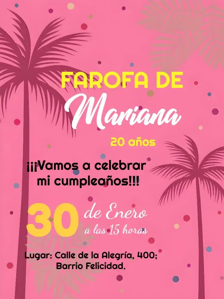 Invitación Farofa Party – tema Despedida de Soltera colorido, abstracto, verano, fiesta en la piscina, vibrante, divertido