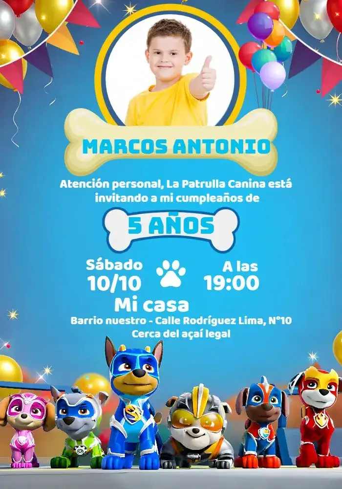 Patrulla Canina Con Foto Blanco
