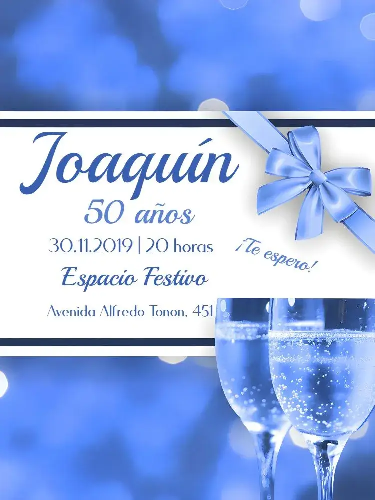 Invitación 50 Años Adulto Masculino - Tonos Azules