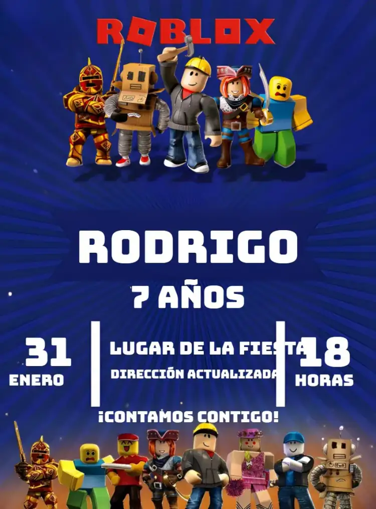 Invitación Roblox Blanco – tema Más buscados modernos, coloridos, juegos, infantil, temáticos, divertidos