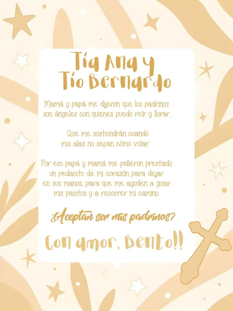 Invitación Padrinos De Bautismo Niña – tema Bautismo delicado, religioso, minimalista, suave, pastel, charmoso