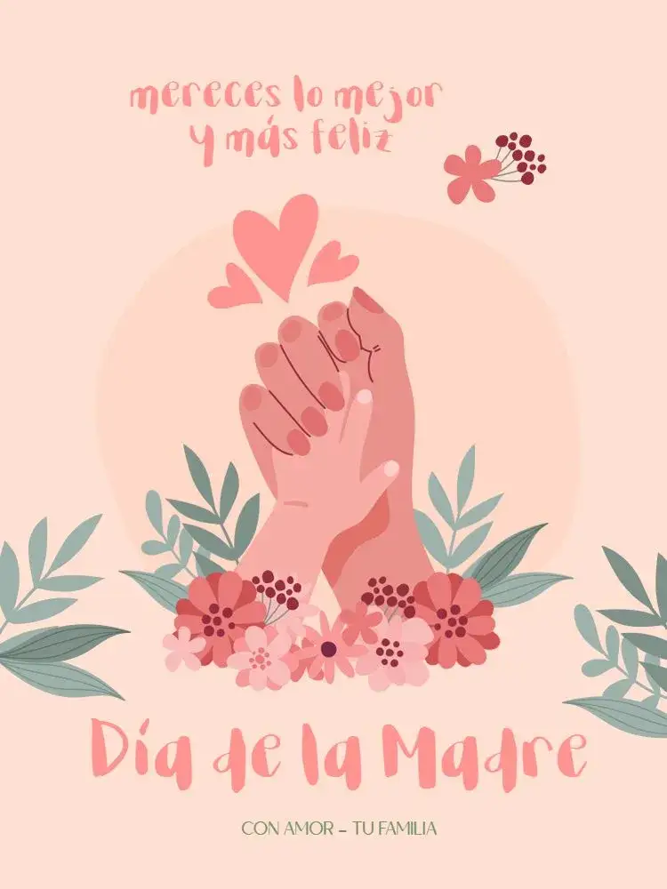 Invitación Como Hacer Tarjeta Día De Las Madres Para Imprimir Claro – tema Tarjeta floral, delicado, rosa, beige, moderno, amoroso