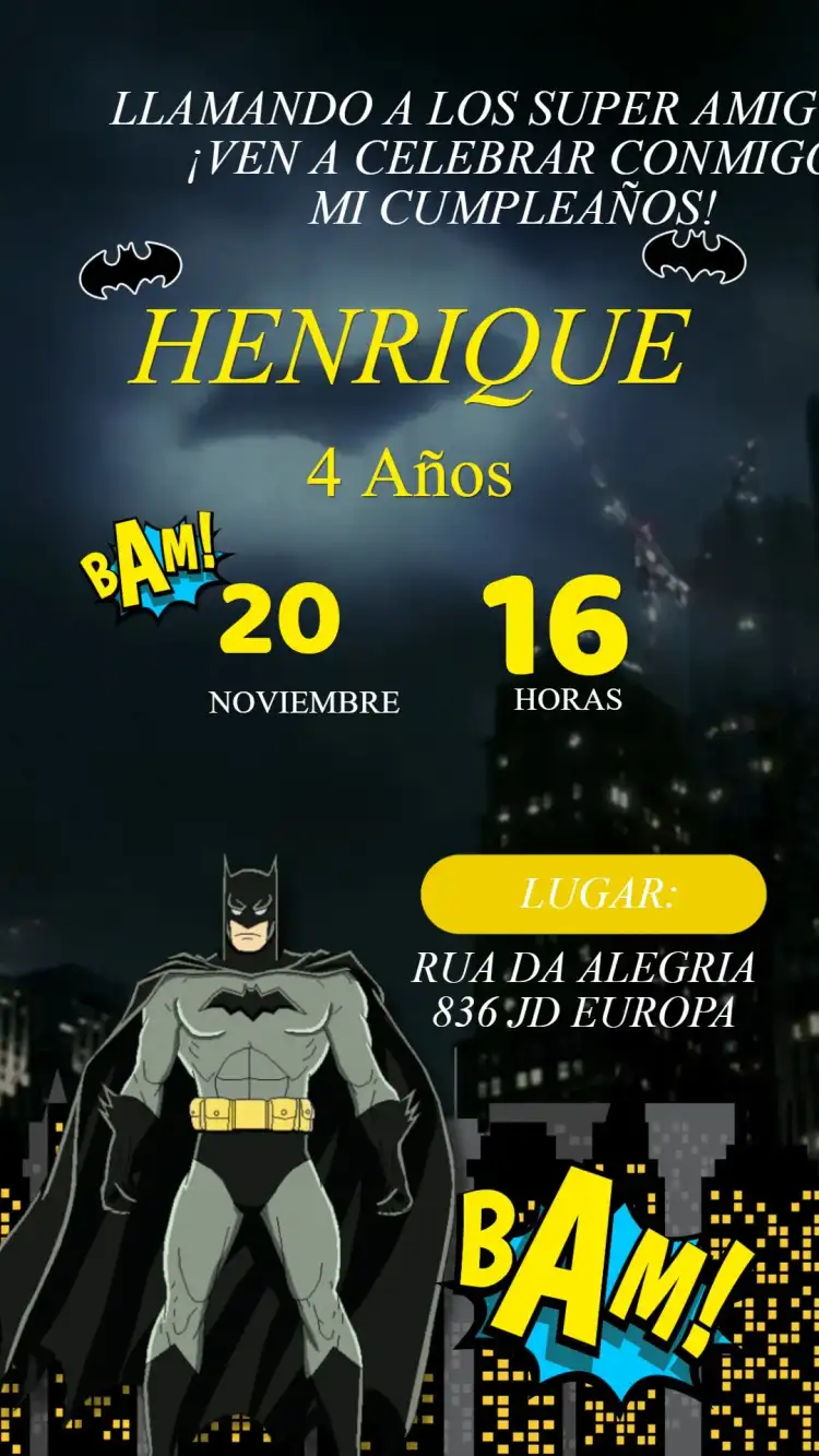 Invitación Cumpleaños Batman