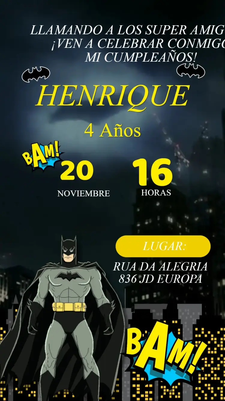Invitación Cumpleaños Batman