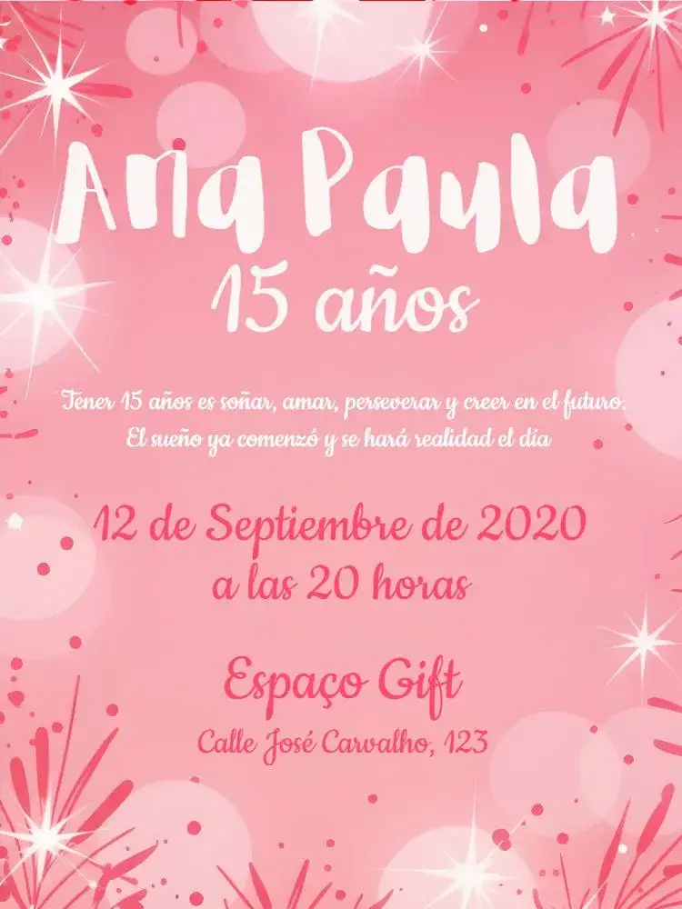 Invitación 15 Años - Rosa Glitter Chica – tema 15 años rosa, brillantina, moderno, elegante, femenino, joven