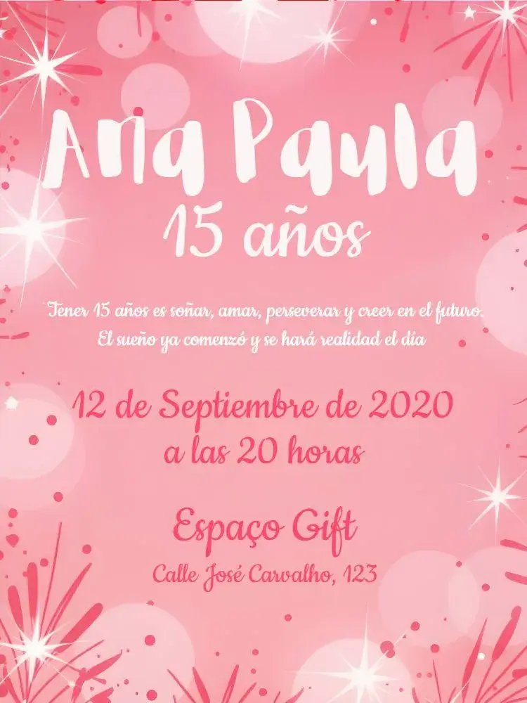 Invitación 15 Años - Rosa Glitter Chica