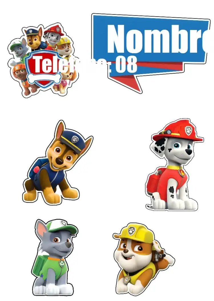 Invitación Topo De Pastel Patrulla Canina Rojo editable y personalizable