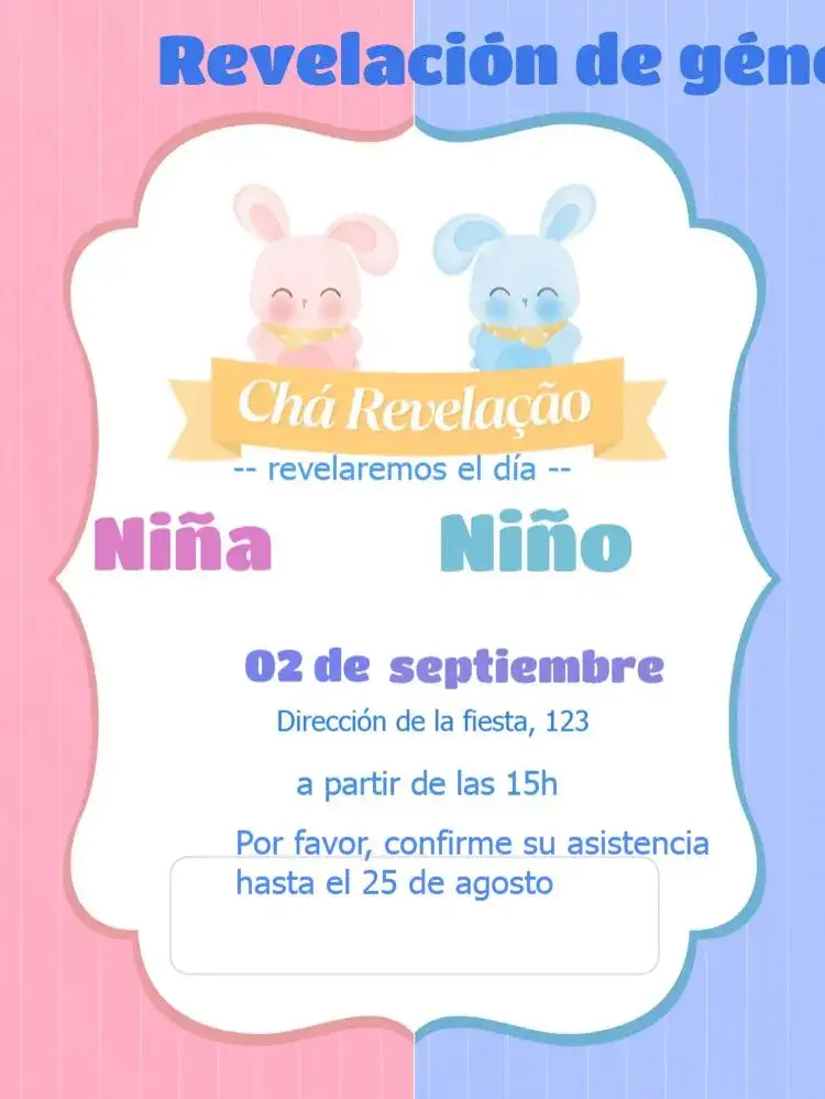 Baby Shower Revelación Conejitos Niño