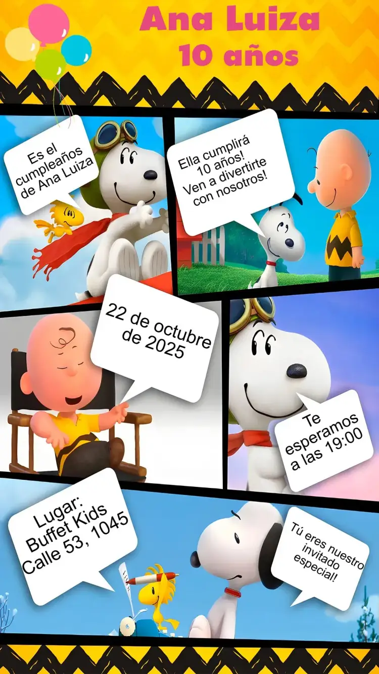 Invitación Snoopy Gibi