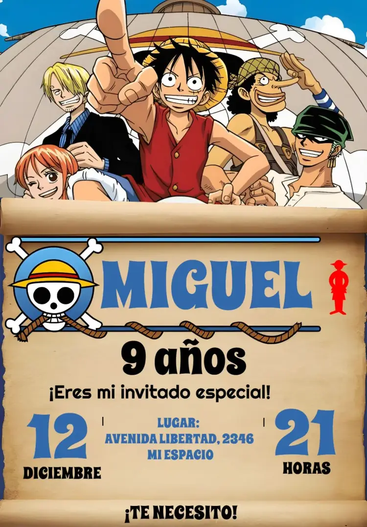 Invitación One Piece Blanco