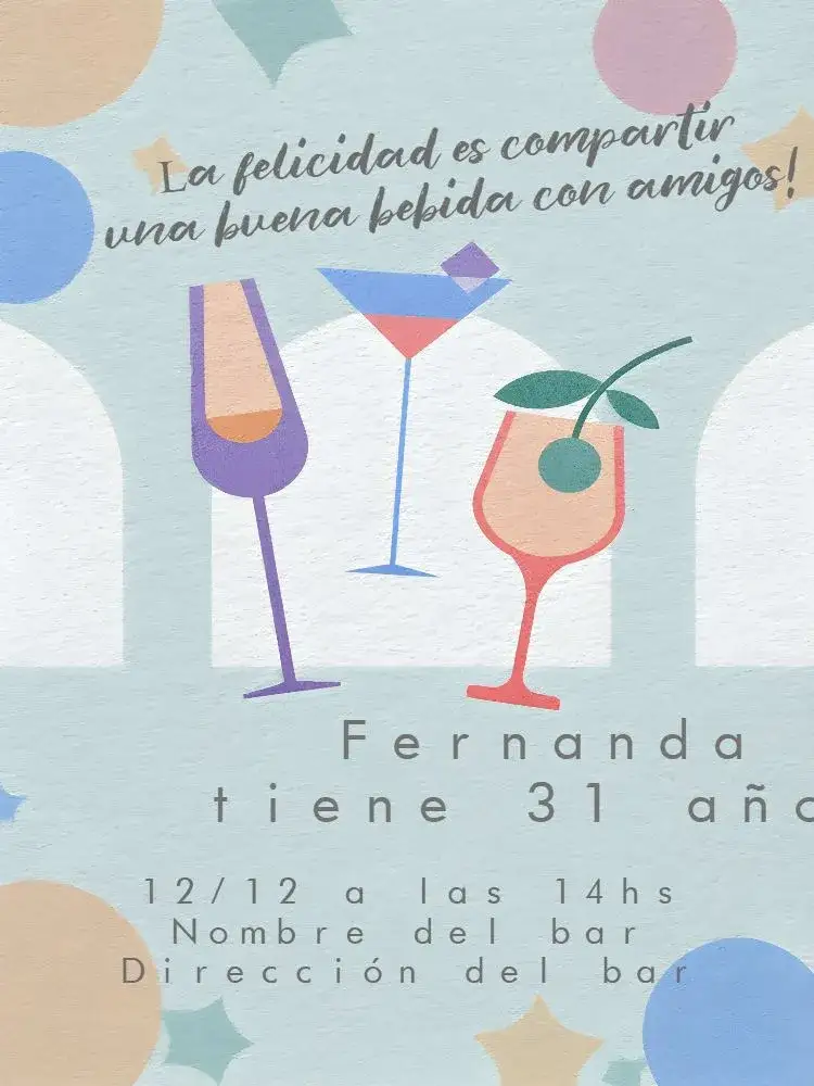 Invitación Drink Verde – tema Cumpleaños verde, moderno, minimalista, elegante, festivo, descontraído
