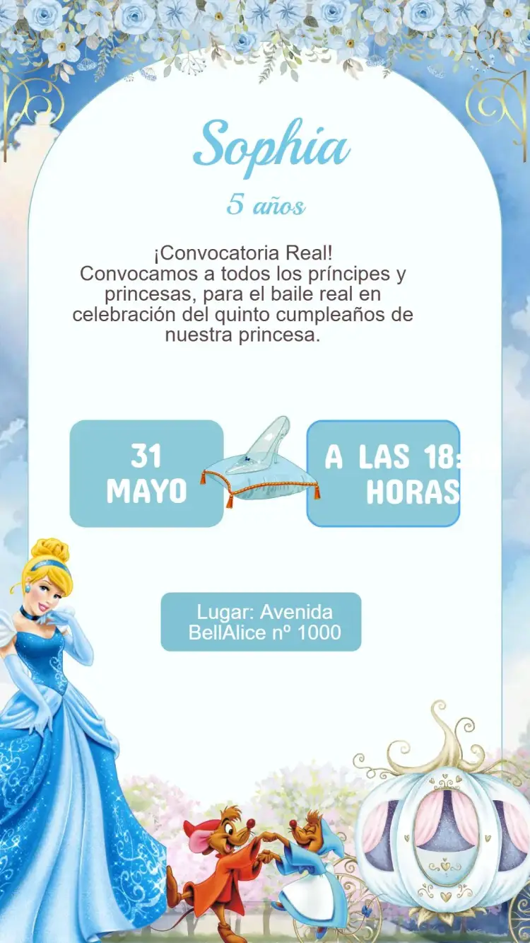 Invitación Cumpleaños Cenicienta