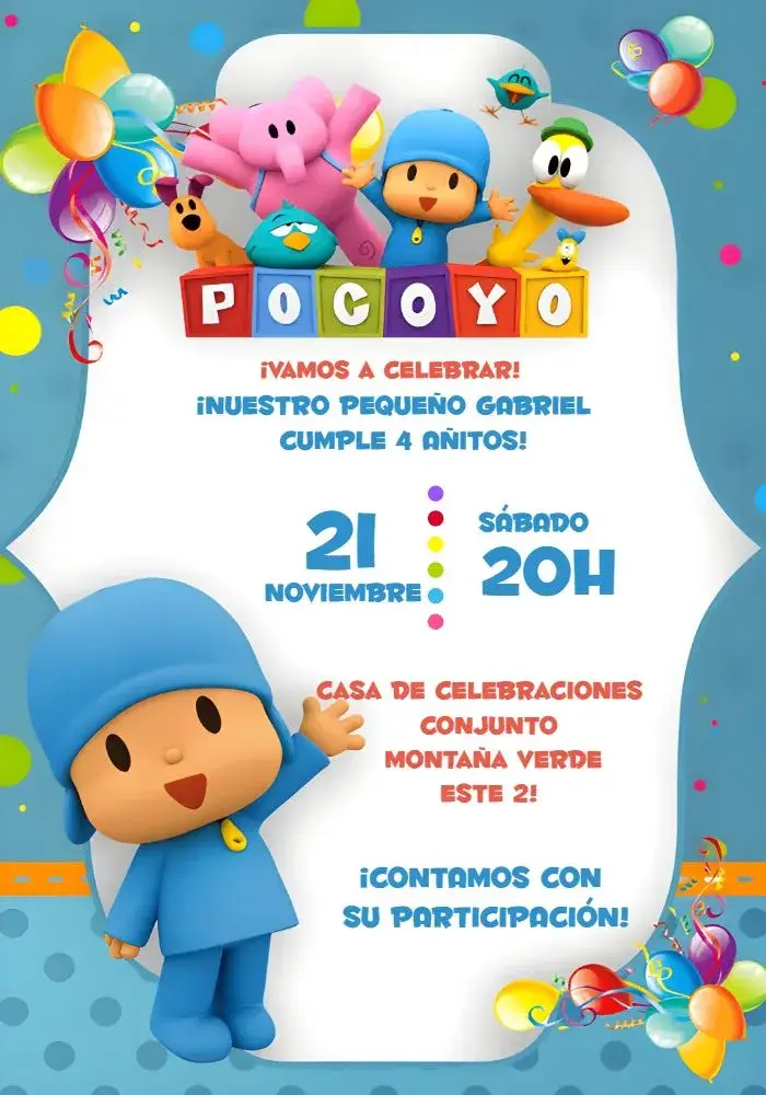 Invitación Logo de Pocoyo