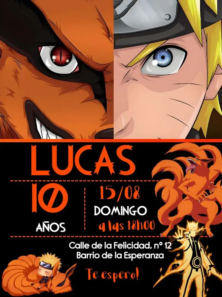 Invitación Naruto Zorro
