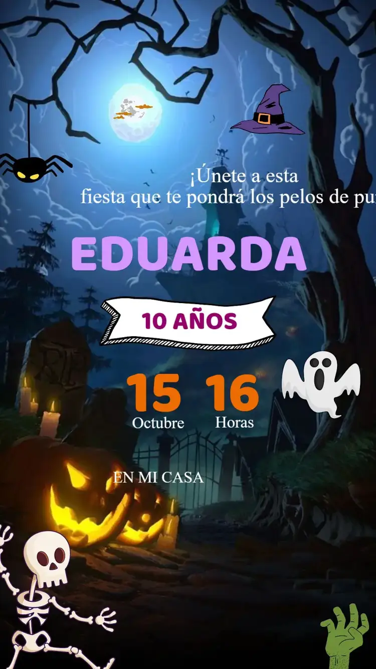 Invitación Invitación Cumpleaños Halloween – tema Cumpleaños Infantil sombrío, divertido, colorido, temático, mágico