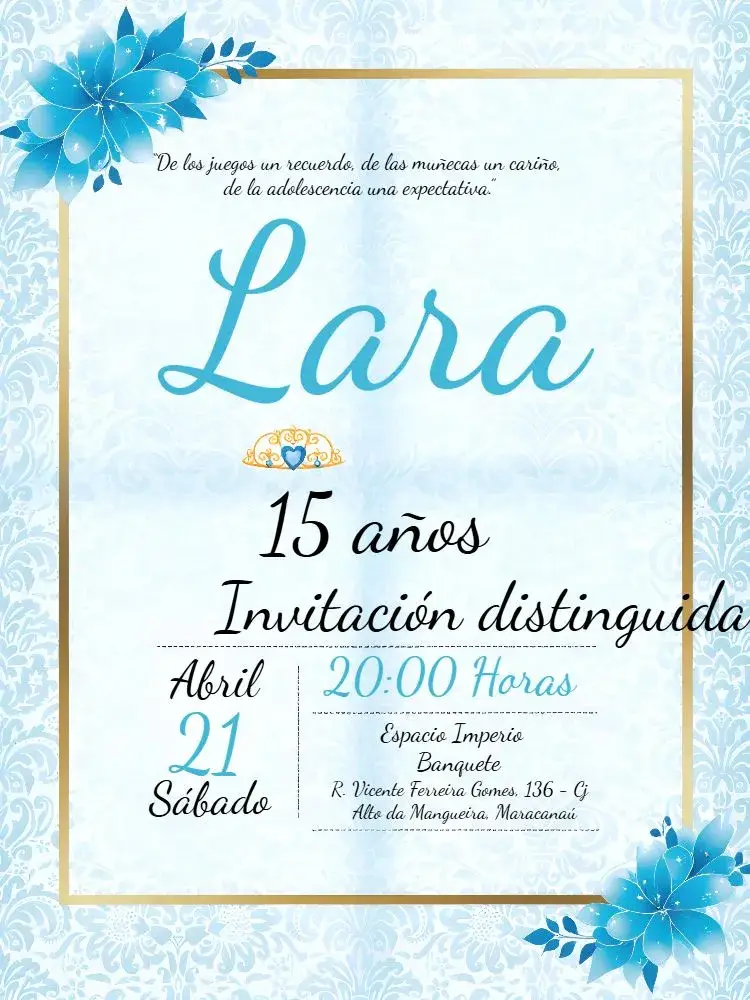 Invitación 15 Años Celebración Floral editable y personalizable