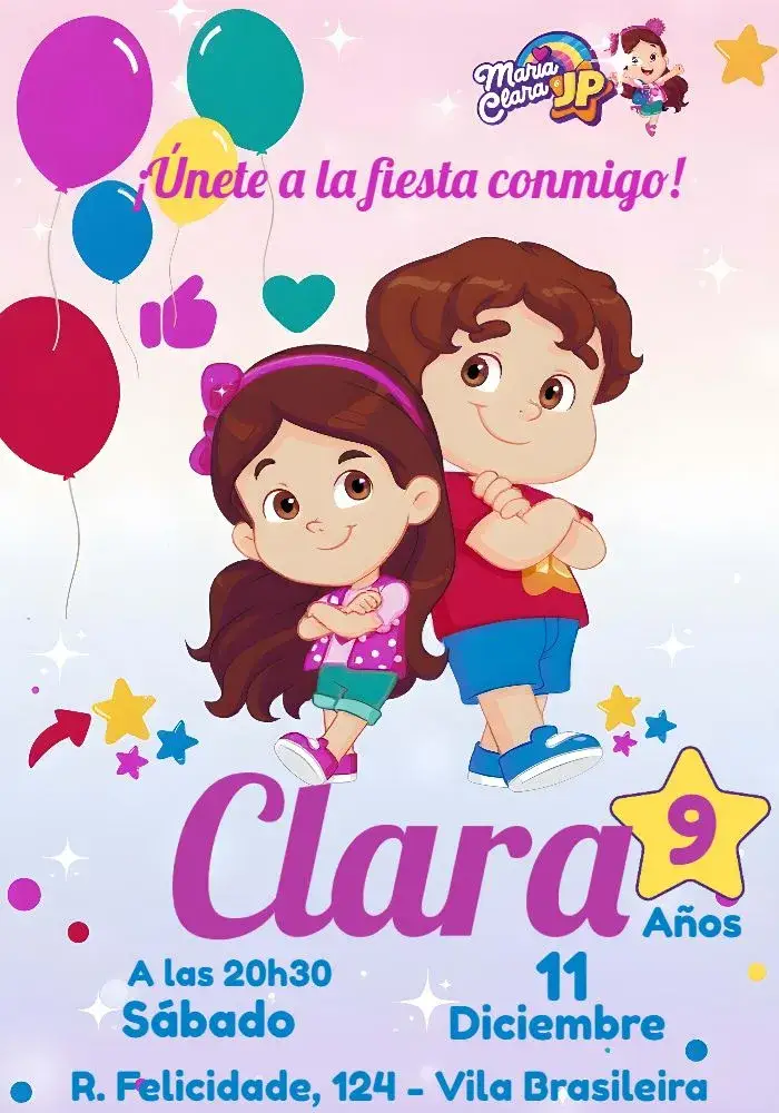Invitación Maria Clara Y Jp Colorido