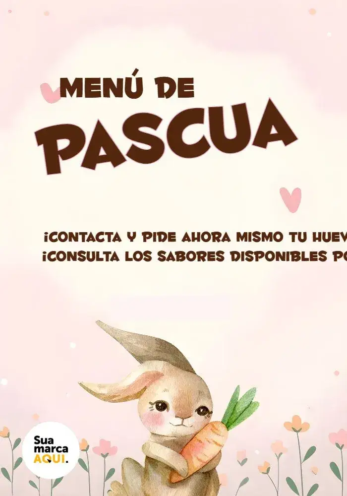 Invitación Menú de Pascua Acuarela – tema Fechas Conmemorativas acuarela, colorido, tierno, divertido, primaveral, naturaleza