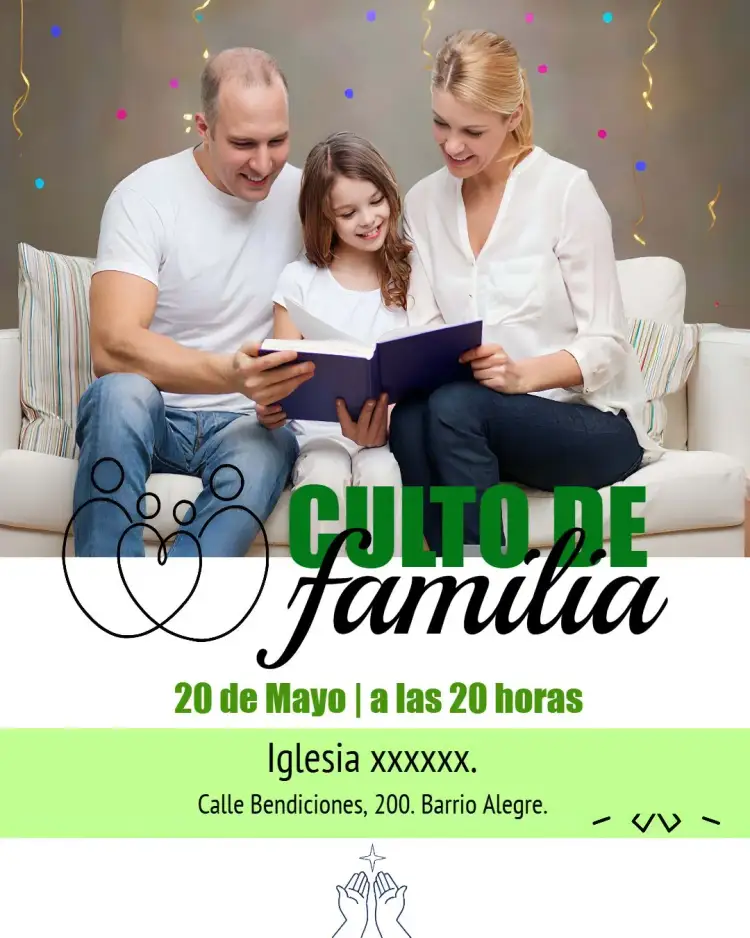 Invitación Arte Para Culto De La Familia Iglesia Con Foto Oración – tema Bautismo moderno, gospel, familiar, suave, espiritual, acogedor